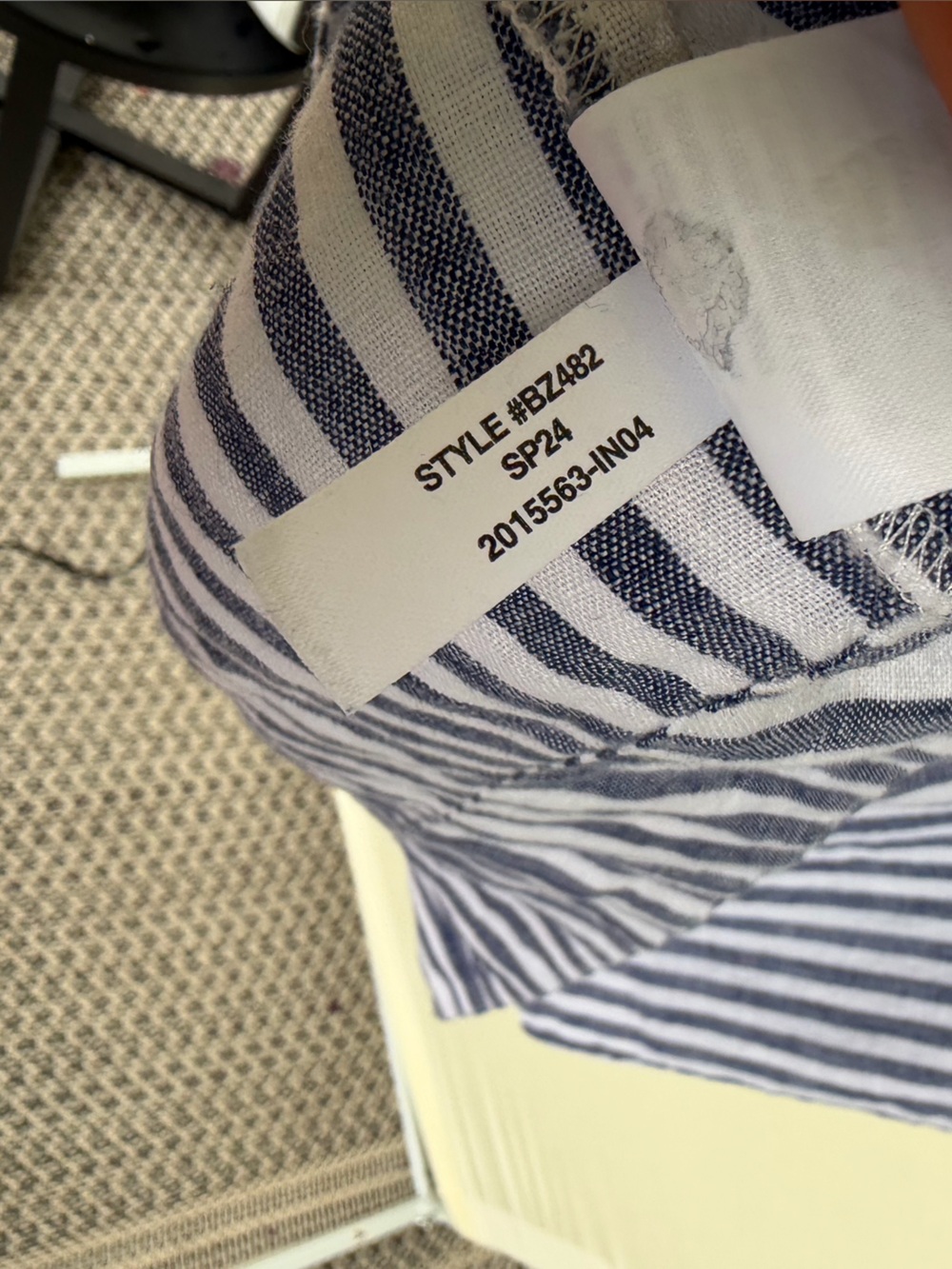 J Crew Bungalow Popover Dress Blue White Striped Linen size L Tall - Picture 6 of 6